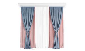 简欧布艺套色窗帘3d模型 简欧布艺套色窗帘