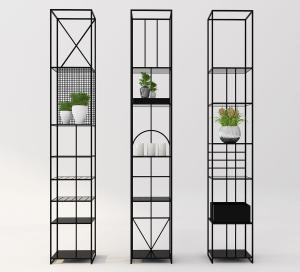 北欧黑色金属铁艺装饰收纳架、花架、书架组合