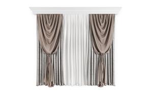 欧式中间束起套色窗帘3d模型 欧式中间束起套色窗帘