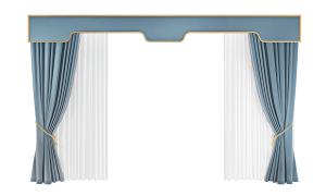 新中式纯色蓝色布艺窗帘3d模型 新中式纯色蓝色布艺窗帘