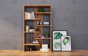北欧实木错层书架