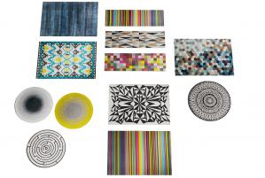 圆形、方形 彩色条纹渐变、黑白图地毯