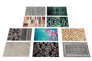 手绘、牡丹花图案、色彩渐变地毯3d模型 手绘、牡丹花图案、色彩渐变地毯