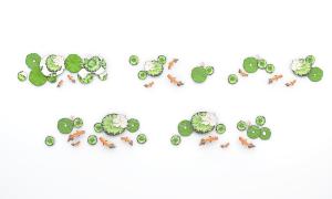 荷花、荷叶、小金鱼组合墙饰挂件