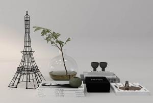 铁塔、玻璃花瓶、陶瓷饰品摆件