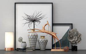 花纹花瓶、台灯、鹿雕塑摆件装饰品