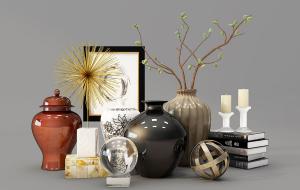 陶瓷花瓶、陶瓷器皿、水晶球饰品摆件