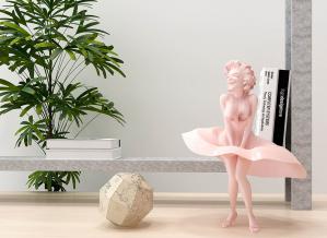 女人雕塑、植物、装饰品摆件