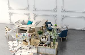 帽子眼镜、手提包、麋鹿雕塑饰品摆件