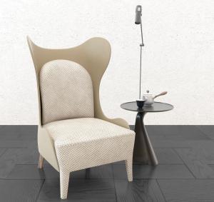 简欧圆点暗纹高背单人沙发