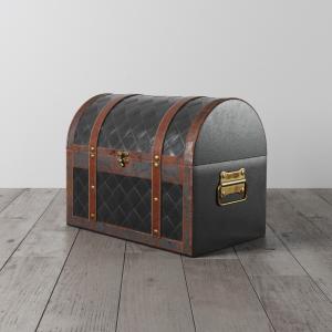 带有菱形软包装饰的行李箱收纳柜