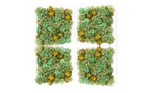 四个方形带花纹叶片植物墙