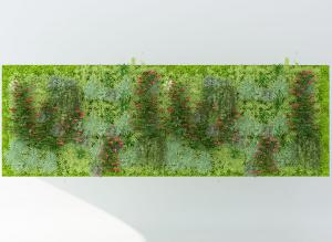 有藤蔓花卉装饰点缀的植物墙