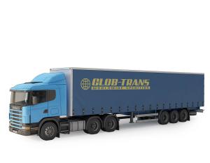 蓝色大型平头厢式货车3d模型 蓝色大型平头厢式货车