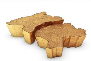 新中式木桩拼接异形茶几3d模型 新中式木桩拼接异形茶几