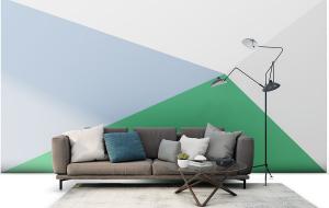 现代灰色长沙发多人沙发、多头金属落地灯