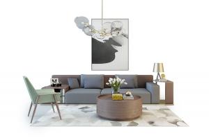 现代金属底座延伸边几多人沙发