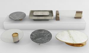 现代圆形、水滴形和长方形茶几3d模型 现代圆形、水滴形和长方形茶几