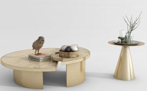 现代金属拼接圆形茶几、边几3d模型 现代金属拼接圆形茶几、边几