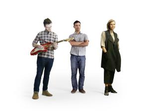 多人人物之弹吉他、倾听中的男人女人3d模型 多人人物之弹吉他、倾听中的男人女人