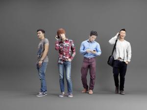 多人人物之穿休闲装边走边打电话的男人3d模型 多人人物之穿休闲装边走边打电话的男人