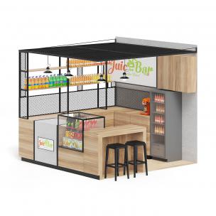 带有吧台的饮料果汁售卖亭、摊位