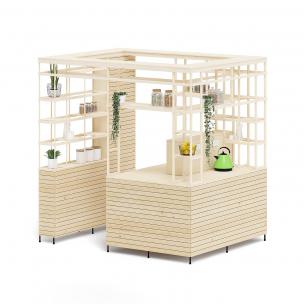 现代实木茶饮水果售卖亭、摊位