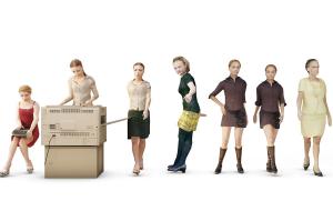 多人物之行走、操作打印机的女人3d模型 多人物之行走、操作打印机的女人