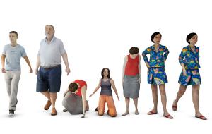 多人物之行走中的老人、向下看的女人3d模型 多人物之行走中的老人、向下看的女人