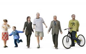 多人人物之玩耍中的儿童、跑步骑车停下的男人3d模型 多人人物之玩耍中的儿童、跑步骑车停下的男人