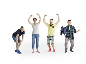 庆祝胜利成功、惊喜中的多人人物3d模型 庆祝胜利成功、惊喜中的多人人物