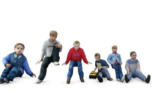 多人物之坐在地上、玩玩具、坐着观看的儿童3d模型 多人物之坐在地上、玩玩具、坐着观看的儿童