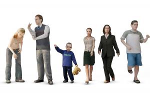 多人物之弯腰的女人、跑步的男人、拿玩具的儿童3d模型 多人物之弯腰的女人、跑步的男人、拿玩具的儿童