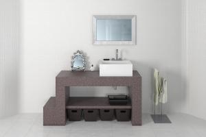 新中式简约带台阶亲子洗手台浴室柜