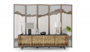 中式水泡纹理电视柜、屏风和摆件组合3d模型 中式水泡纹理电视柜、屏风和摆件组合