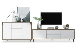 北欧实木玄关柜、电视柜和电视机组合3d模型 北欧实木玄关柜、电视柜和电视机组合