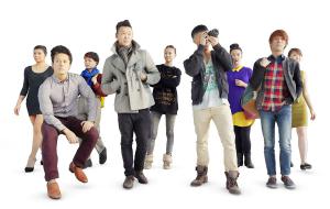 拿着相机、背着包、坐着观望的多人人物3d模型 拿着相机、背着包、坐着观望的多人人物