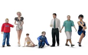 坐在地上、行走中、端着水杯的人物 儿童3d模型 坐在地上、行走中、端着水杯的人物 儿童