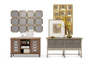 现代实木中间开放式收纳玄关柜、墙饰组合3d模型 现代实木中间开放式收纳玄关柜、墙饰组合