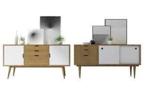 北欧撞色实木电视柜、装饰画组合3d模型 北欧撞色实木电视柜、装饰画组合