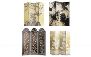 中式梅花、仙鹤国画装饰屏风隔断