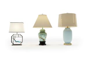 新中式梅花装饰、瓷瓶灯柱台灯