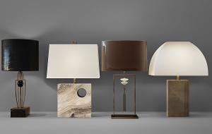 新中式大理石、金属灯柱台灯