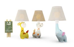 现代儿童房动物大象、长颈鹿造型灯柱台灯