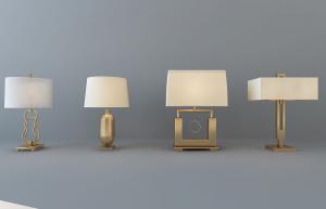 新中式金属套环、锁状灯柱台灯组合