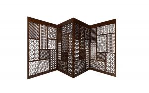 东南亚棕色拼接花格屏风隔断3d模型 东南亚棕色拼接花格屏风隔断