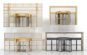 酒店金色入户旋转玻璃门