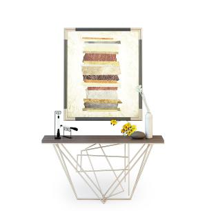 新中式金属条交叉支架端景台、案几