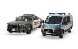 小汽车之轿车、面包车警车3d模型 小汽车之轿车、面包车警车