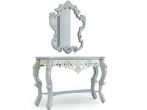 欧式雕花弯腿支架边几案几和雕花装饰镜